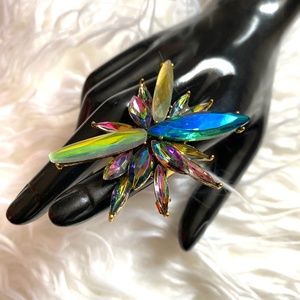 Giant Cosmic Starburst Dark AB adjustable  ring